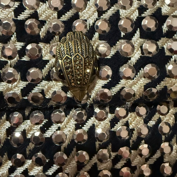 Kurt Geiger Black and Gold Floral Shoulder Bag - Picture 6 of 10